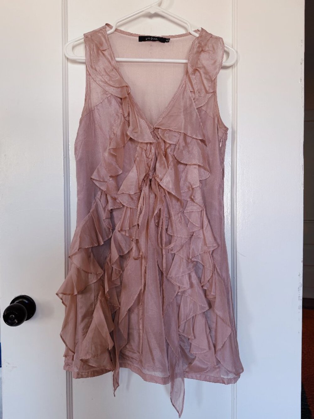 Ark & Co. Dusty Rose Ruffled Mini Dress, 100% Silk , Size M